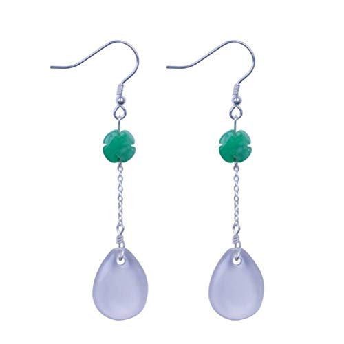 Ohrhänger für Damen, handgefertigt, S925-Silber, trockene blaue Ohrringe, Ethno-Stil, DIY, natürlicher Chalcedon, Wassertropfen, lange Ohrhaken-Ohrringe von GUHPZA