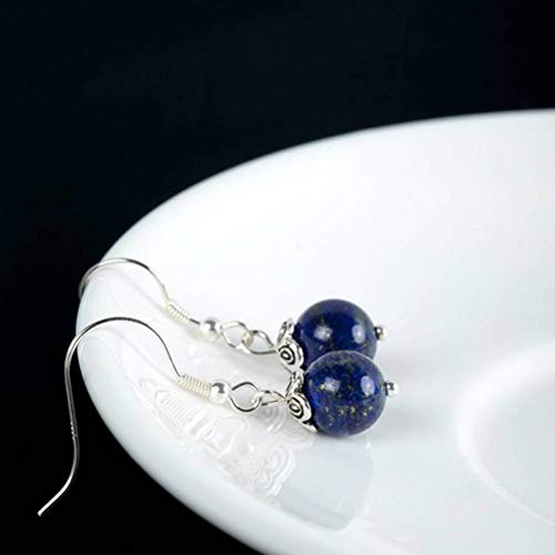 Ohrstecker für Damen, S925-Silber, handgefertigt, zum Selbermachen, natürlicher Lapislazuli, Ohrhänger, klassische Literatur und Kunst, ethnischer Stil, modische Ohrhaken-Ohrringe (blau, Einheitsgrö von GUHPZA