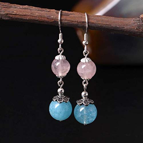 Ohrstecker für Frauen, handgefertigt, S925 Silber, Naturstein-Ohrringe, ethnischer Stil, DIY-Aquamarin-Ohrgehänge, Silberschmuck (Ozeanblau, 925 Silber) von GUHPZA