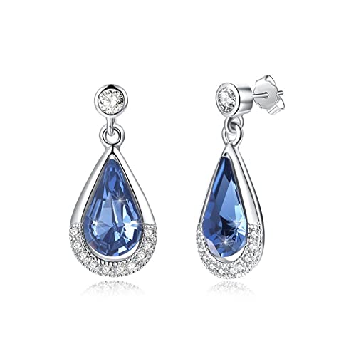 Personalisierte Ohrringe S925 Sterling Silber Tropfenform Kristall Anhänger Ohrringe Königsblaue Kristall Ohrringe Damenmode Eleganter Schmuck High-End-Ohrringe von GUHPZA