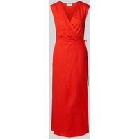 GUIDO MARIA KRETSCHMER WOMAN Wickelkleid aus Leinen-Mix mit V-Ausschnitt Modell 'GINA' in Hellrot, Größe 34 von GUIDO MARIA KRETSCHMER WOMAN