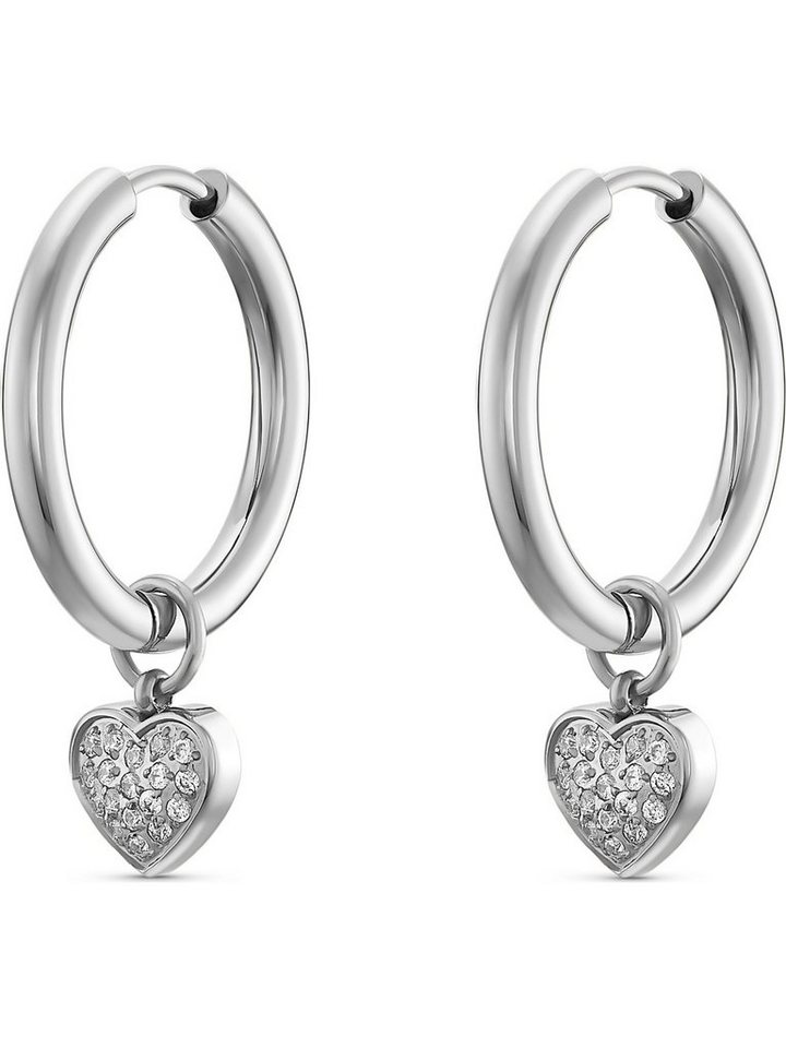 GUIDO MARIA KRETSCHMER Paar Creolen GMK Damen-Creolen Edelstahl 18 Zirkonia Herz (Paar) von GUIDO MARIA KRETSCHMER