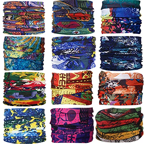 GUIFIER 12 Stück Multifunktionstuch Kopftuch Bandanas Nahtloses Stirnband Schlauchtuch Halstuch, Multifunktionale Kopfbedeckung Magischer Turban für Reiten,Motorrad,Wandern,Angeln Outdoor-Aktivitäten von GUIFIER