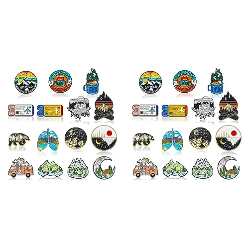 GUIJIALY 30 Pack Outdoor Emaille Pin Rucksack ÄSthetische Emaille Pin Set Natürliche Button Pins Vintage Pins Camping Pins von GUIJIALY