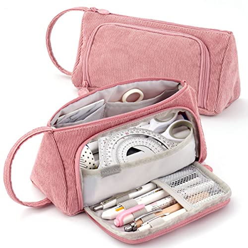 GUIJIALY FedermäPpchen Aus Kordsamt, Multifunktional, Schreibwarentasche, Einfarbig, Student, Niedlich, FedermäPpchen, MäDchen, Handtasche, Rosa von GUIJIALY