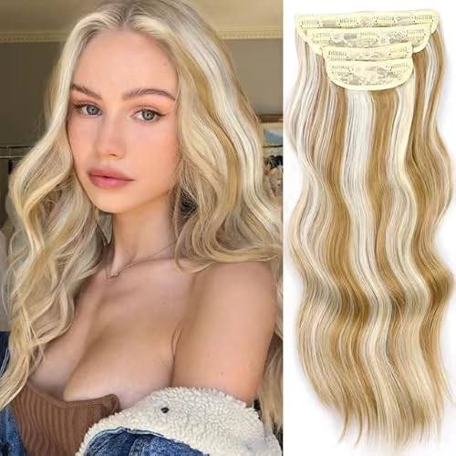 Clip in Extensions 50cm 4 Teiliges Set 200g wie Echthaar Haarverlängerung Haarteile Clip in Extension Lang Locken Synthetisch Haarteile für Damen (P86/613) von GUILOPOER
