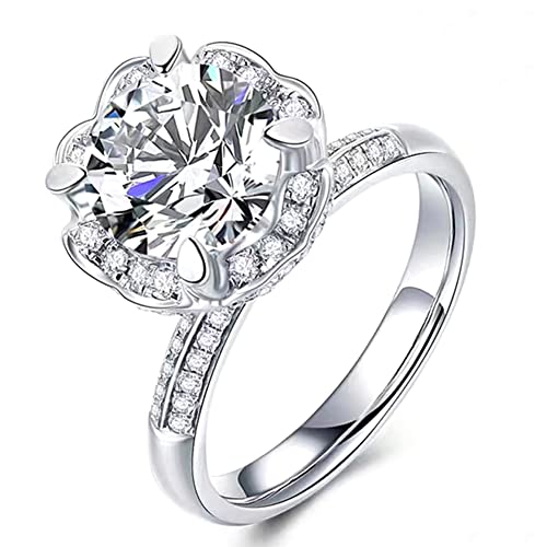 GUILOPOER Klassisch 1ct Rundschliff Moissanite Solitär Promise Ring Damen, Verlobungsring Damenring Silber 925 mit Stein Frauen, Simulierte Diamant Jubiläum Eheringe Silberringe von GUILOPOER