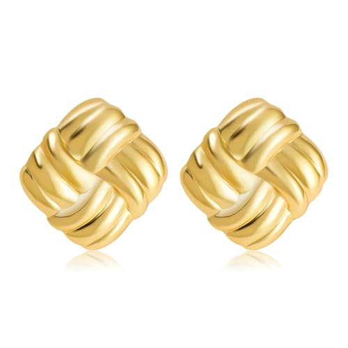 Goldene Ohrringe Damen, Ohrringe Gold, Vintage Verdreht Gestrickte Ohrringe, Vintage Ohrringe, Hypoallergen Ohrringe, Chunky Goldene Ohrringe Damen, Schmuck für Damen und Mädchen Goldene Ohrringe Damen, Ohrringe Gold, Vintage Verdreht Gestrickte Ohrringe, Vintage Ohrringe, Hypoallergen Ohrringe, Chunky Goldene Ohrringe Damen, Schmuck für Damen und Mädchen von GUIZIYAO