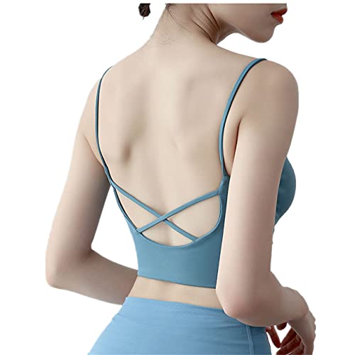 GUKOO Damen Sport BH Push Up Sport Bra mit X-Rücken Design für Yoga Fitness Bustier Elastizität Sports Bra Crop Top Atmungsaktiv Schock Damen Sport BH Gefüttert Abnehmbar von GUKOO