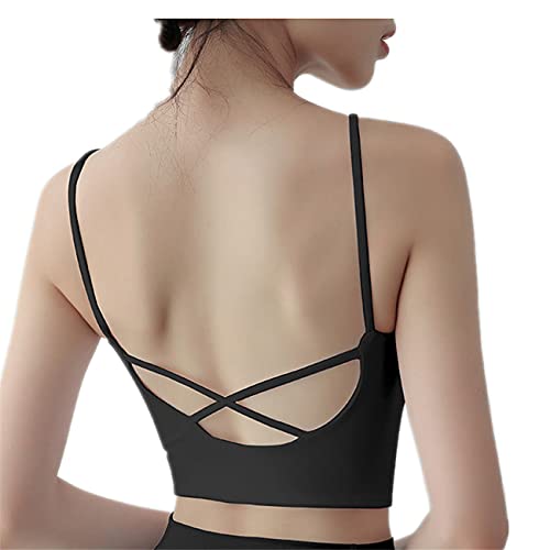 GUKOO Damen Sport BH Push Up Sport Bra mit X-Rücken Design für Yoga Fitness Bustier Elastizität Sports Bra Crop Top Atmungsaktiv Schock Damen Sport BH Gefüttert Abnehmbar von GUKOO