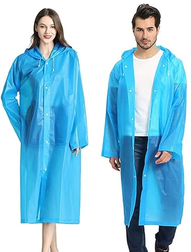 GUKOY Regenponcho Regenmantel Herren Damen Wasserdicht, 2 Stück EVA Regenbekleidung Regencape Regenjacke für Wandern Camping Radfahren Reisen von GUKOY