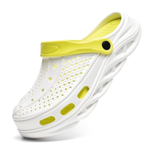 GULAKY Clogs & Pantoletten für Herren Gartenschuhe Orthopädische Schuhe Sandalen Damen Sommer Hausschuhe,Weiß Grün36.37 von GULAKY