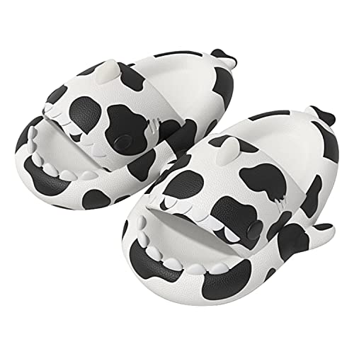 GULAKY Cloud Shark Slides Pillow Slippers Damen/Herren Hausschuhe Unisex Badeschuhe für Sommer，Kühe weiß，36.37 von GULAKY