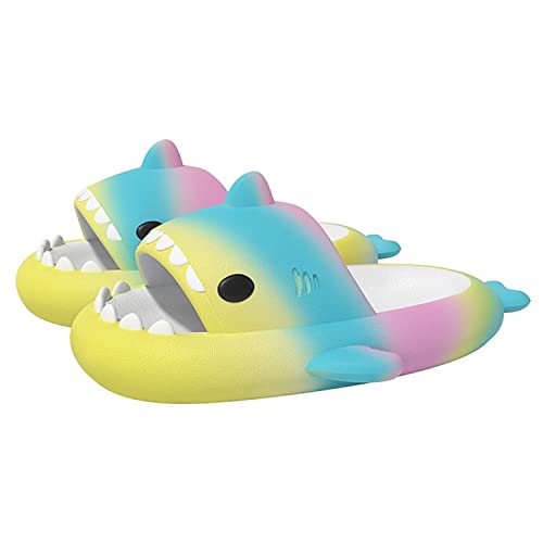 GULAKY Cloud Shark Slides Pillow Slippers Damen/Herren Hausschuhe Unisex Badeschuhe für Sommer,Rainbow,36.37 von GULAKY