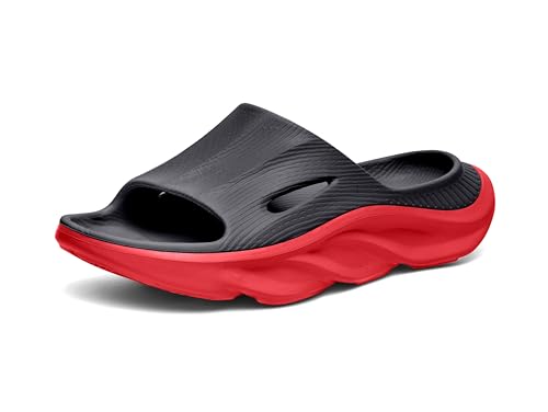 GULAKY Orthopädische Sandalen Damen Orthopedic Slippers Women Fußgewölbestütze Herren Cloud Recovery Pillow Slides Badeschuhe Hausschuhe,Black Red,M10 von GULAKY