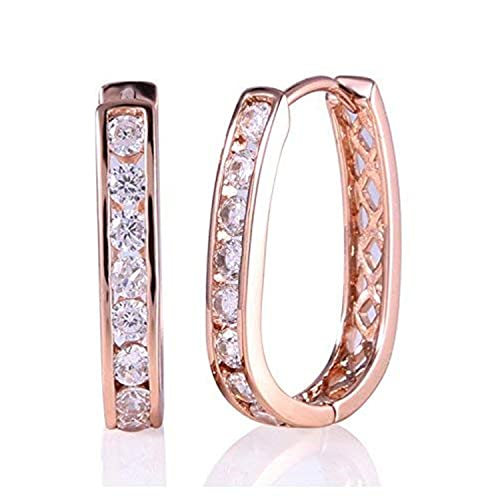 GULICX Damenschmuck 18K Rosagold-Ton Zirkonia CZ Ohrringe Rund Weiße Kanal Kristall vergoldet Creole GULICX Damenschmuck 18K Rosagold-Ton Zirkonia CZ Ohrringe Rund Weiße Kanal Kristall vergoldet Creole von GULICX