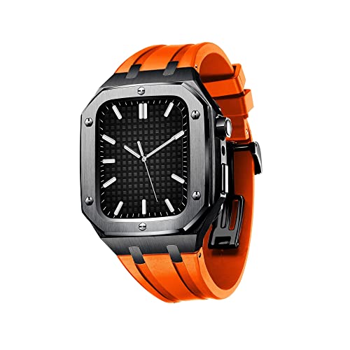 GUMMMY Uhrenarmband für Apple Watch, 45 mm, 44 mm, Business-Casual-Stil, für Herren und Damen, Militär-Metallgehäuse für iWatch Serie 7/SE/6/5/4, Silikonarmband, stoßfest, 45MM FOR 7, Achat von GUMMMY