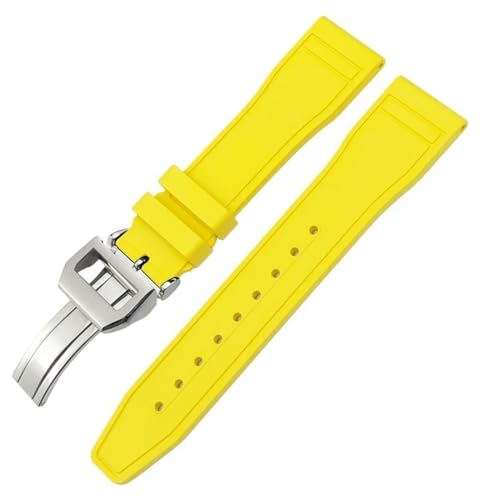 GUMMMY Weiches 21 mm 20 mm 22 mm Fluorkautschuk FKM Uhrenarmbänder für IWC Big Pilot Portofino Top Gun Naturkautschuk-Uhrenarmband (Farbe: Gelb quadratisch, Größe: 20 mm) von GUMMMY