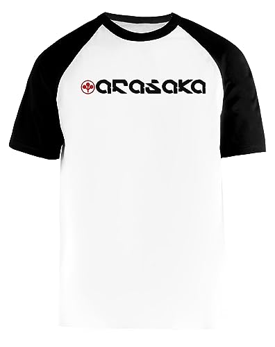 Arasaka Logo with Text Weißes Baseball T-Shirt Herren Damen Unisex Kurze Ärmel Rundem Hals White Mens Womens von GUNMANTOR