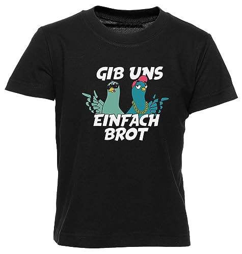 Einfach Brot Schwarz T-Shirt Kinder Jungen Mädchen Kurzarm Rundem Hals Black Kids Boys Girls von GUNMANTOR