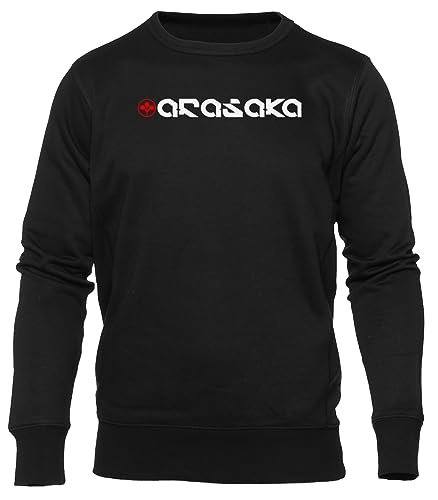 GUNMANTOR Arasaka Logo with Text Schwarz Sweater Herren Damen Unisex Langarm Ärmel Rundem Hals Black Jumper Mens Womens von GUNMANTOR