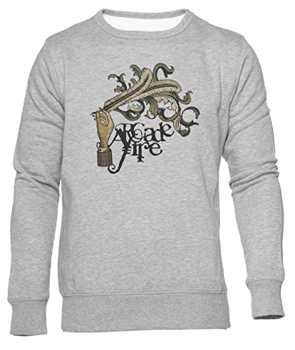 GUNMANTOR Arcade Fire Feather Grauer Sweater Herren Damen Unisex Langarm Ärmel Rundem Hals Grey Jumper Mens Womens XL von GUNMANTOR