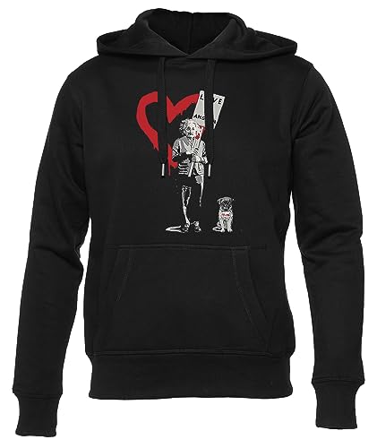 GUNMANTOR Banksy Einstein Love is The Answer Schwarz Kapuzenpullover Herren Damen Unisex Langarm Ärmel Black Hoodie Mens Womens von GUNMANTOR