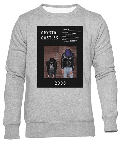 GUNMANTOR Crystal Castles 2008 Grauer Sweater Herren Damen Unisex Langarm Ärmel Rundem Hals Grey Jumper Mens Womens von GUNMANTOR