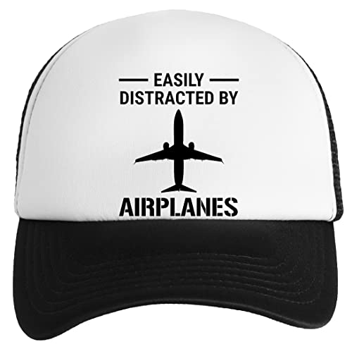 GUNMANTOR Easily Distracted by Airplanes Pilot Aviation Jungen Mädchen Baseball Classic Kappe Unisex Einstellbarer Snapback Kids Boys Girls Cap von GUNMANTOR