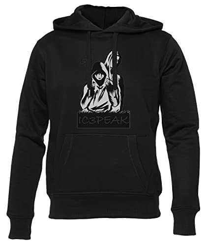 GUNMANTOR Ic3Peak Schwarz Kapuzenpullover Herren Damen Unisex Langarm Ärmel Black Hoodie Mens Womens L von GUNMANTOR