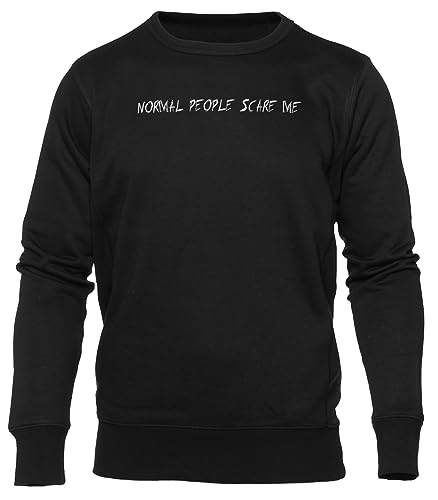 GUNMANTOR Normal People Scare Me Schwarz Sweater Herren Damen Unisex Langarm Ärmel Rundem Hals Black Jumper Mens Womens von GUNMANTOR