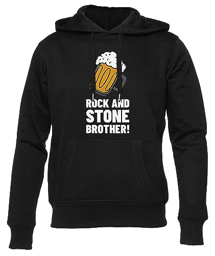 GUNMANTOR Rock and Stone Brother Schwarz Kapuzenpullover Herren Damen Unisex Langarm Ärmel Black Hoodie Mens Womens von GUNMANTOR