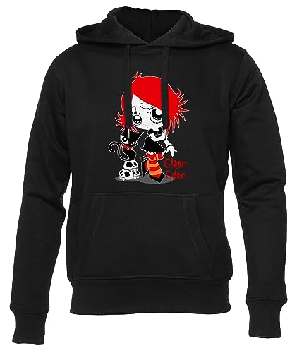 Ruby Gloom and Doom Kitty Schwarz Kapuzenpullover Herren Damen Unisex Langarm Ärmel Black Hoodie Mens Womens von GUNMANTOR