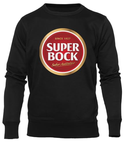 GUNMANTOR Super Bock Since 1927 Logo Schwarz Sweater Herren Damen Unisex Langarm Ärmel Rundem Hals Black Jumper Mens Womens von GUNMANTOR