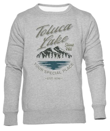GUNMANTOR Toluca Lake Silent Hill Grauer Sweater Herren Damen Unisex Langarm Ärmel Rundem Hals Grey Jumper Mens Womens von GUNMANTOR