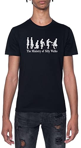 The Ministry of Silly Walks Schwarz T-Shirt Herren Mit Kurzen Ärmeln Und Rundem Hals Black Mens von GUNMANTOR