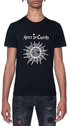 Vintage Alice In Chains Sun Faded Schwarz T-Shirt Herren Mit Kurzen Ärmeln Und Rundem Hals Black Mens 3XL von GUNMANTOR