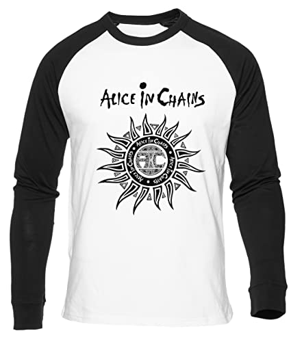 Vintage Alice In Chains Sun Faded Weißes Baseball T-Shirt Herren Damen Unisex Langarm Rundem Hals White Mens Womens L von GUNMANTOR