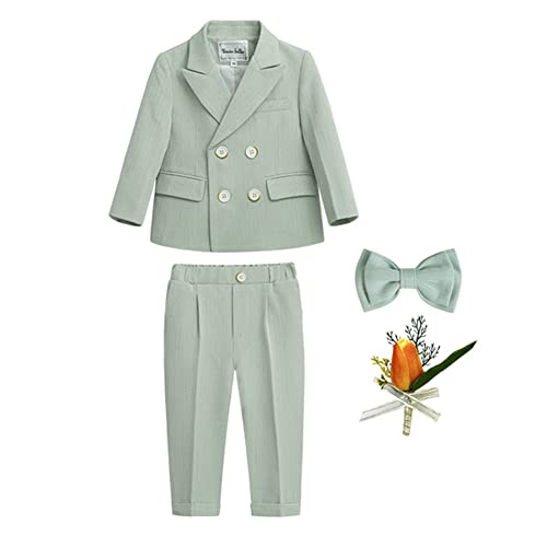 4/5/6 tlg Jungen Anzug Set,Kleine Jungen Frühling Formeller Kleidung Set Kinder Smoking Gentleman Outfits Festliche Hochzeit Anzüge Party Taufe Zweireihiger Kinderanzug Bekleidungsset 9-10 Jahre von GUOCU