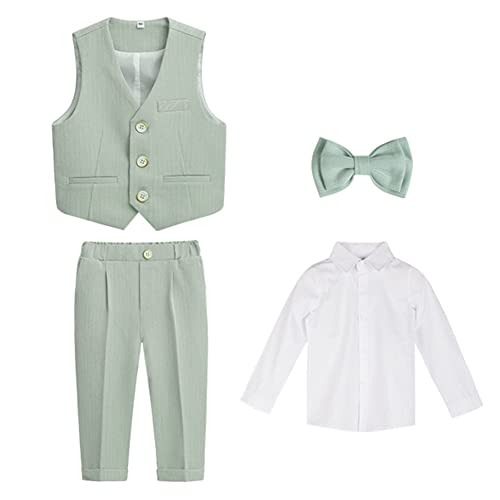 4/5/6 tlg Jungen Anzug Set,Kleine Jungen Frühling Formeller Kleidung Set Kinder Smoking Gentleman Outfits Festliche Hochzeit Anzüge Party Taufe Zweireihiger Kinderanzug Bekleidungsset 9-10 Jahre von GUOCU