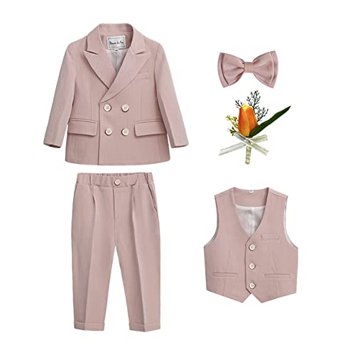 4/5/6 tlg Jungen Anzug Set,Kleine Jungen Frühling Formeller Kleidung Set Kinder Smoking Gentleman Outfits Festliche Hochzeit Anzüge Party Taufe Zweireihiger Kinderanzug Bekleidungsset 9-10 Jahre von GUOCU