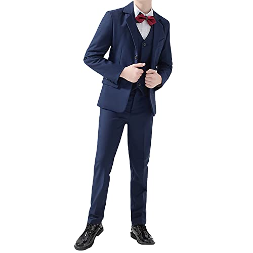 Anzug Kinder Jungen Festlich Hochzeit Kinderanzug 5-tlg Jungen Anzug Set Kinder Gentleman Anzug Sakko+Hemd+Weste+Hosen+Fliege Kommunionsanzug Hochzeit Smoking Outfits Festliche Anzüge 16-17 Jahre von GUOCU