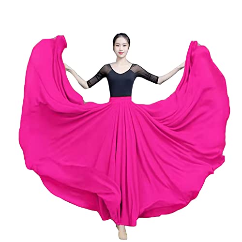 Damen 720-Grad Doppelschicht Großer Swing-Maxirock Tänzerin Einfacher Strandrock aus Chiffon Tanzender Ballsaal Langer Ballettrock Bauchtanz-Praxis-Festival-Röcke LiRose XL von GUOCU