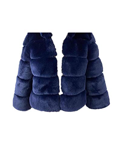 Damen Slim Kurz Kunstpelz Jacke Kunstpelz Mantel Felljacke Kunstfuch Pelzmantel Winter Verdicken Warm Flauschiges Plüschmantel Winterjacke Pelz Jacke Kunstfell Coat Casual Parka Outwere D-Blau-1 S von GUOCU