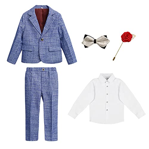 GUOCU 3/4/5/6-teilig Kinderanzug Set Jungen Langarm Anzug Set Festliche Kleidung Kommunionsanzug Baby Jungen Smoking Gentleman Outfits Kinder Taufkleidung Hochzeit Formeller Anzüge 4-5 Jahre von GUOCU