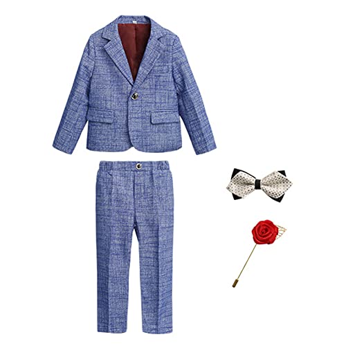 GUOCU 3/4/5/6-teilig Kinderanzug Set Jungen Langarm Anzug Set Festliche Kleidung Kommunionsanzug Baby Jungen Smoking Gentleman Outfits Kinder Taufkleidung Hochzeit Formeller Anzüge 9-10 Jahre von GUOCU