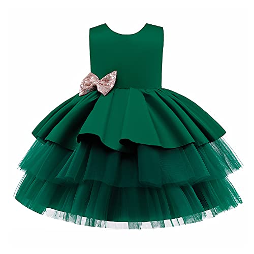 GUOCU 3-13 Jahre Kinder Kleider Baby Mädchen Taufbekleidung Kleid Blume Tutu Spitzenkleid Urlaub Prinzessin Kleider Ärmelloses Tüllkleid Bowknot Hochzeit Brautjungfer Kleider Elegantes Party Kleider von GUOCU