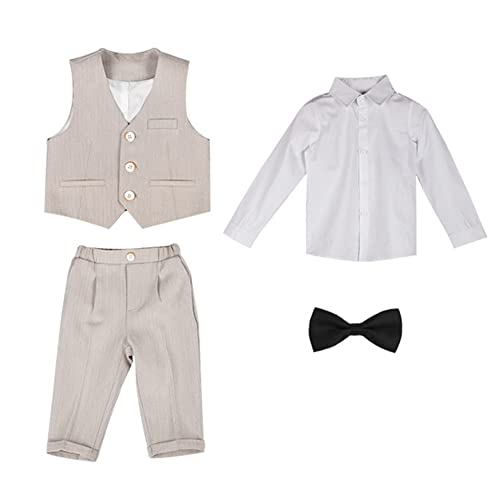 GUOCU 4/5/6 TLG Jungen Anzug Set,Kleine Jungen Frühling Formeller Kleidung Set Kinder Smoking Gentleman Outfits Festliche Hochzeit Anzüge Party Taufe Zweireihiger Kinderanzug Bekleidungsset 1-2 Jahre von GUOCU