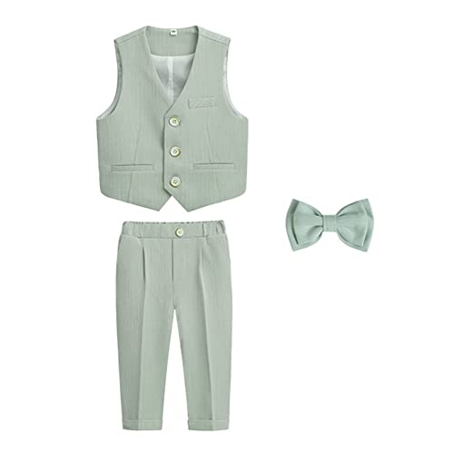 GUOCU 4/5/6 TLG Jungen Anzug Set,Kleine Jungen Frühling Formeller Kleidung Set Kinder Smoking Gentleman Outfits Festliche Hochzeit Anzüge Party Taufe Zweireihiger Kinderanzug Bekleidungsset 1-2 Jahre von GUOCU