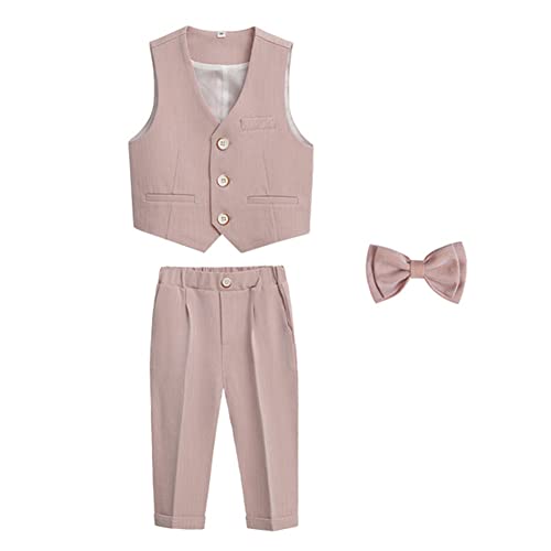 GUOCU 4/5/6 TLG Jungen Anzug Set,Kleine Jungen Frühling Formeller Kleidung Set Kinder Smoking Gentleman Outfits Festliche Hochzeit Anzüge Party Taufe Zweireihiger Kinderanzug Bekleidungsset 1-2 Jahre von GUOCU